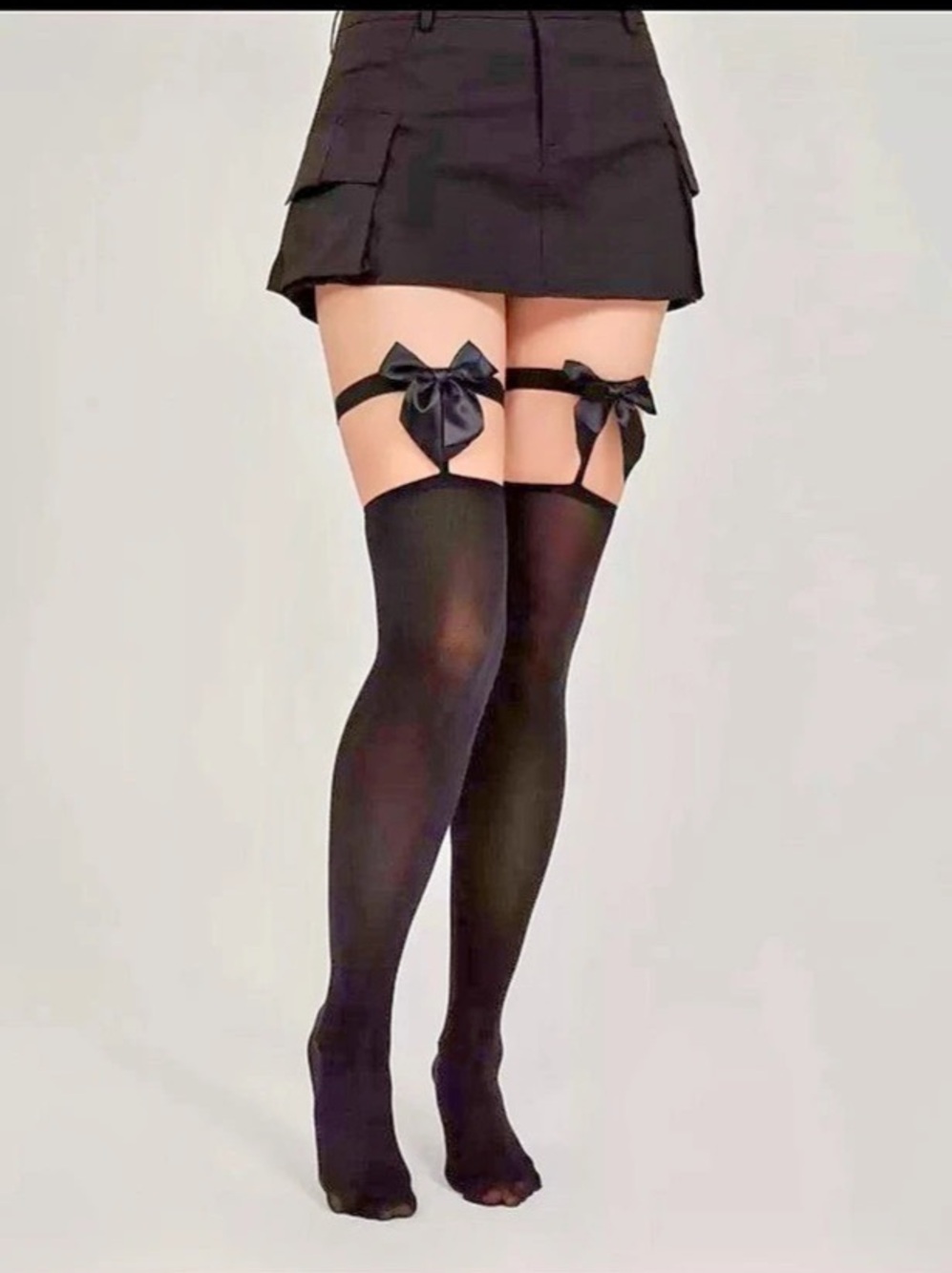 Black Bow Thigh-High Stockings